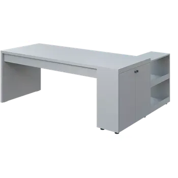 Dílenský stůl QRL 8 - 203 stůl pracovní, levý, dřevěná podnož, deska 36 mm, široký 2000 mm, šedá