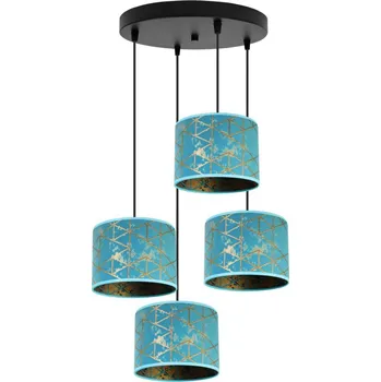 Závěsné svítidlo Werona 4, 4x modré textilní stínítko se vzorem, (výběr ze 2 barev konstrukce), o, g