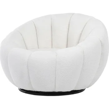 Křeslo Křeslo relaxační, látka bílá Bouclé, otočné.