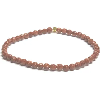 Náramek Goldstone zlatý fazet náramek elastický, kulička 4 mm / 16 - 17 cm, kámen ambicí