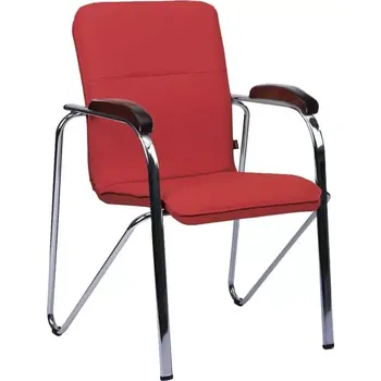 LAURA židle, koženka červená, područky ořech