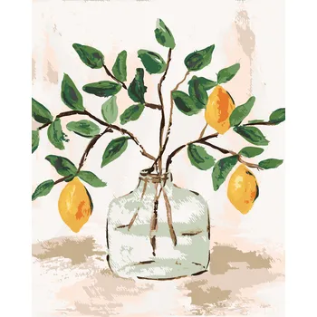 ZUTY Malování podle čísel - CITRÓNY VE VÁZE 5 (HALEY BUSH) Rozměr: 40x50 cm, Rámování: vypnuté plátno na rám