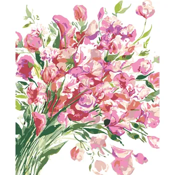 ZUTY Malování podle čísel - RŮŽOVÉ KVĚTY HRACHORU (ALEXANDRIA GILBERT) Rozměr: 40x50 cm, Rámování: bez rámu a bez vypnutí plátna