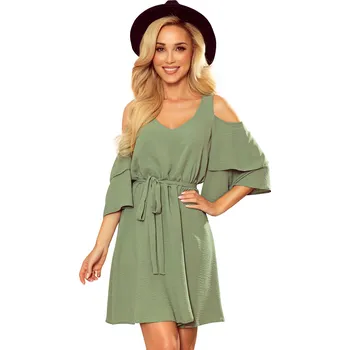 Dámské šaty Vzdušné šaty s výstřihem Numoco NUMOCO kaki 1530828