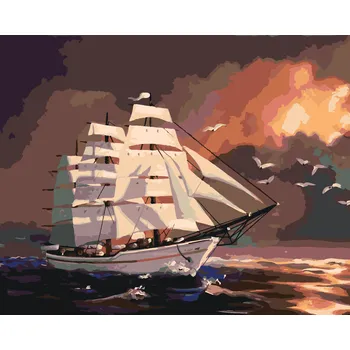 ZUTY Malování podle čísel - LOĎ PO SETMĚNÍ (D. RUSTY RUST) Rozměr: 40x50 cm, Rámování: bez rámu a bez vypnutí plátna