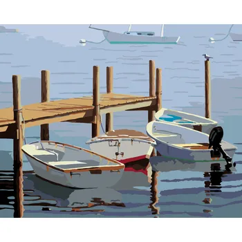 ZUTY Malování podle čísel - ČLUNY V PŘÍSTAVU (ROBERT JOHNSON) Rozměr: 40x50 cm, Rámování: bez rámu a bez vypnutí plátna