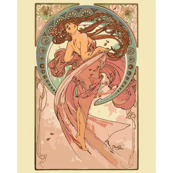 ZUTY Malování podle čísel - TANEC (ALFONS MUCHA) Rozměr: 80x100 cm, Rámování: bez rámu a bez vypnutí plátna