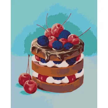 ZUTY Malování podle čísel - DORT S ČOKOLÁDOU A OVOCEM (MYROSLAVA VOLOSCHUK) Rozměr: 80x100 cm, Rámování: bez rámu a bez vypnutí plátna