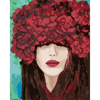 ZUTY Malování podle čísel - TVÁŘ S ČERVENÝMI RŮŽEMI Rozměr: 40x50 cm, Rámování: bez rámu a bez vypnutí plátna