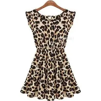 Dámské šaty Letní šaty - leopardí vzor, S-XXXL - Béžový,XL