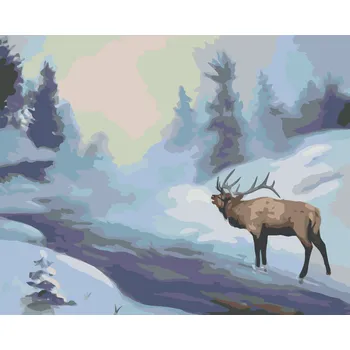 ZUTY Malování podle čísel - LOS STOJÍCÍ V ŘECE (D. RUSTY RUST) Rozměr: 40x50 cm, Rámování: bez rámu a bez vypnutí plátna