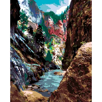 ZUTY Malování podle čísel - ŘEKA A STROMY V KAŇONU (TED DAVIS) Rozměr: 40x50 cm, Rámování: bez rámu a bez vypnutí plátna