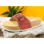 JAKUB-OBUV Korkový nazouvák jednopáskový 215201K kožený červený puntík červená 35