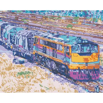 ZUTY Malování podle čísel - OBOUSMĚRNÝ VLAK PŘIJÍŽDĚJÍCÍ DO STANICE Rozměr: 40x50 cm, Rámování: bez rámu a bez vypnutí plátna