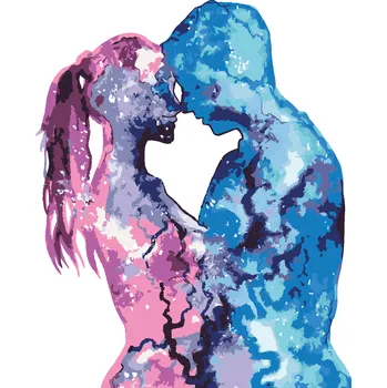 ZUTY Malování podle čísel - ABSTRAKTNÍ MILUJÍCÍ ŽENA S MUŽEM Rozměr: 40x50 cm, Rámování: bez rámu a bez vypnutí plátna