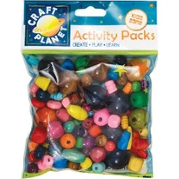 Dětské navlékací korálky Korálky dřevěné barevné mix tvarů a velikostí/ 100g