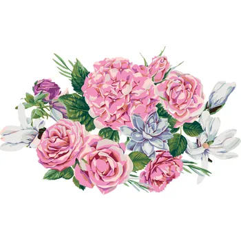 ZUTY Malování podle čísel - KYTICE MAGNÓLIÍ, HORTENZIÍ A KARAFIÁTŮ Rozměr: 40x50 cm, Rámování: bez rámu a bez vypnutí plátna