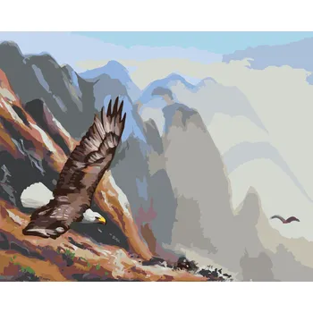 ZUTY Malování podle čísel - LETÍCÍ OREL V HORÁCH (D. RUSTY RUST) Rozměr: 40x50 cm, Rámování: bez rámu a bez vypnutí plátna