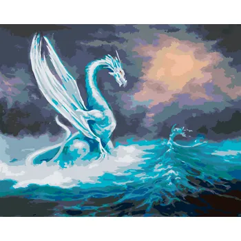 ZUTY Malování podle čísel - MOCNÝ DRAK A MOŘSKÁ PANNA Rozměr: 40x50 cm, Rámování: bez rámu a bez vypnutí plátna
