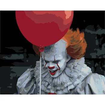 ZUTY Malování podle čísel - PENNYWISE S BALÓNKEM (TO) Rozměr: 40x50 cm, Rámování: bez rámu a bez vypnutí plátna
