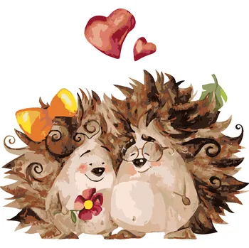 ZUTY Malování podle čísel - JEŽEK A JEHO DÍVKA Rozměr: 40x50 cm, Rámování: bez rámu a bez vypnutí plátna