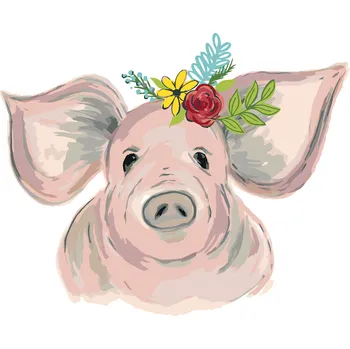 ZUTY Malování podle čísel - PRASE S KVĚTINAMI (HALEY BUSH) Rozměr: 40x50 cm, Rámování: bez rámu a bez vypnutí plátna