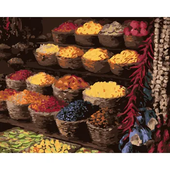 ZUTY Malování podle čísel - TRH S OVOCEM A ZELENINOU Rozměr: 40x50 cm, Rámování: vypnuté plátno na rám