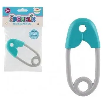 Chrastítko špendlík plast 12cm tyrkysovošedé