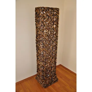 Stojací lampa Nábytek PEGAS Lampa ratanová vysoká bambus včetně LED žárovek