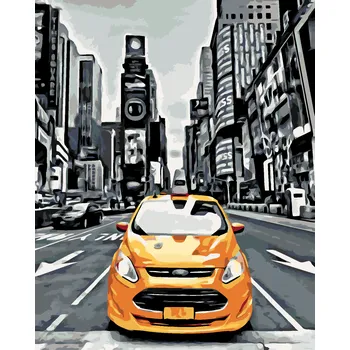 ZUTY Malování podle čísel - ŽLUTÉ TAXI V NEW YORKU Rozměr: 40x50 cm, Rámování: bez rámu a bez vypnutí plátna