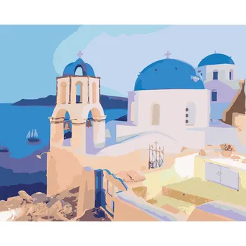 ZUTY Malování podle čísel - SANTORINI, ŘECKO (TED DAVIS) Rozměr: 40x50 cm, Rámování: bez rámu a bez vypnutí plátna