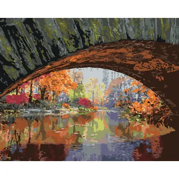 ZUTY Malování podle čísel - PODZIMNÍ STROMY A MOST (TED DAVIS) Rozměr: 40x50 cm, Rámování: bez rámu a bez vypnutí plátna