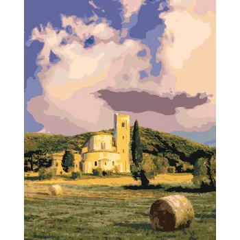 ZUTY Malování podle čísel - KLÁŠTER SANT ANTIMO, ITÁLIE (TED DAVIS) Rozměr: 40x50 cm, Rámování: bez rámu a bez vypnutí plátna