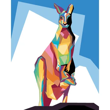 Dětské zboží ZUTY Malování podle čísel - BAREVNÝ KLOKAN Rozměr: 40x50 cm, Rámování: vypnuté plátno na rám