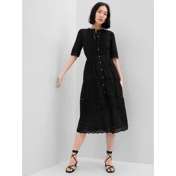 Dámské šaty GAP Šaty midi s madeirou - Dámské GAP černá 2253460