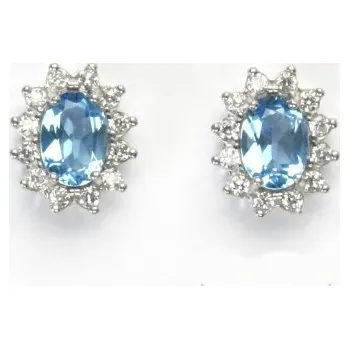 Náušnice Stříbrné náušnice Kate přírodní topaz swiss - NŠ1480 (Stříbrné náušnice s topazem 7x5 mm)