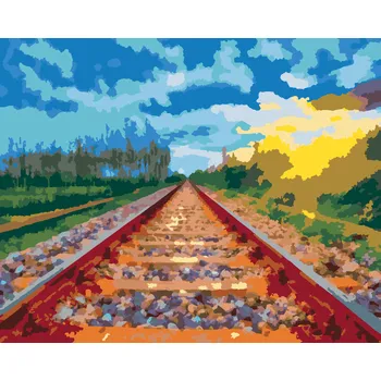 ZUTY Malování podle čísel - VLAKOVÉ KOLEJE Rozměr: 40x50 cm, Rámování: bez rámu a bez vypnutí plátna