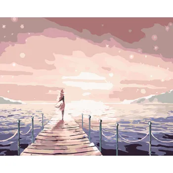 ZUTY Malování podle čísel - DÍVKA NA MOLU Rozměr: 40x50 cm, Rámování: bez rámu a bez vypnutí plátna