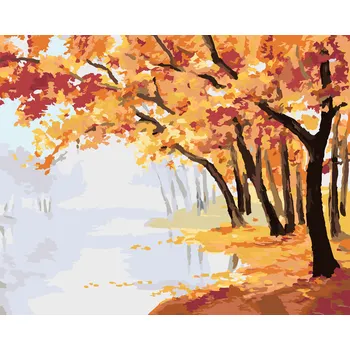 ZUTY Malování podle čísel - PODZIMNÍ ČERVENÝ LES Rozměr: 40x50 cm, Rámování: bez rámu a bez vypnutí plátna