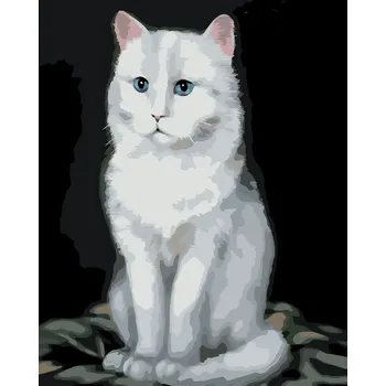 ZUTY Malování podle čísel - BÍLÝ KOCOUR 2 (MYROSLAVA VOLOSCHUK) Rozměr: 80x100 cm, Rámování: bez rámu a bez vypnutí plátna