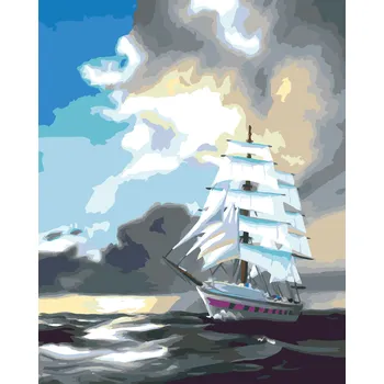 ZUTY Malování podle čísel - LOĎ PŘI BOUŘCE (D. RUSTY RUST) Rozměr: 40x50 cm, Rámování: vypnuté plátno na rám