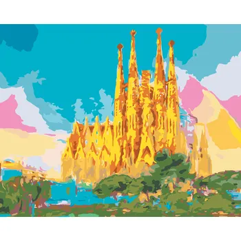 ZUTY Malování podle čísel - DUHOVÁ SAGRADA FAMILIA Rozměr: 40x50 cm, Rámování: bez rámu a bez vypnutí plátna