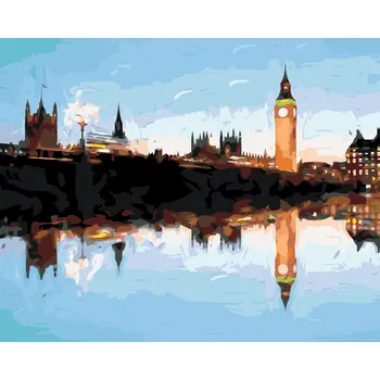 ZUTY Malování podle čísel - LONDÝN V ODRAZE Rozměr: 40x50 cm, Rámování: bez rámu a bez vypnutí plátna