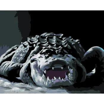 ZUTY Malování podle čísel - ALIGÁTOR VE TMĚ (D. RUSTY RUST) Rozměr: 40x50 cm, Rámování: bez rámu a bez vypnutí plátna