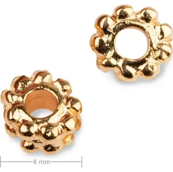 Korálek našívací, široká kytička 12mm v barvě zlata