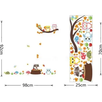 Samolepící dekorace Dětská tapeta | nálepka na zeď sovičky na větvi - 02