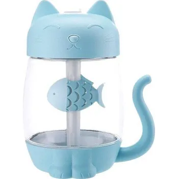 Aroma difuzér Podsvícený difuzér | aroma lampa | styl kočka | 3v1 - Modrá