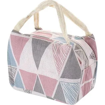 Termotaška se vzorem | taška na potraviny, styl trojúhelníky - Růžová