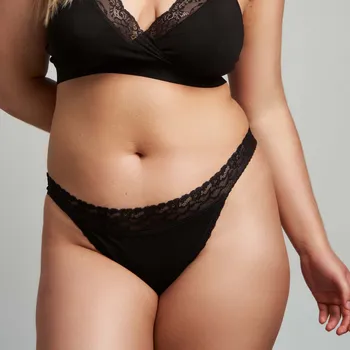 Kalhotky Gentle Day® TANGA bavlněné kalhotky - BLACK Velikost: M