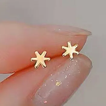 Náušnice Dámské náušnice | minimalistické náušnice, 1 pár - Hvězdička pozlacená